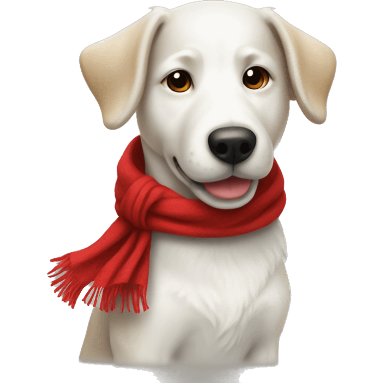 White dog with red scarf  emoji