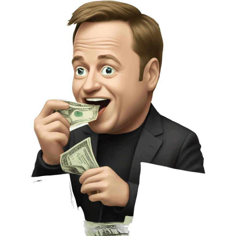 Elton musk eating money emoji