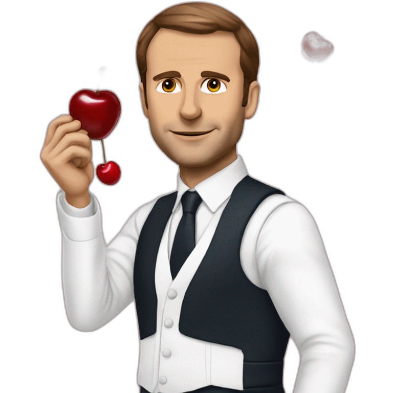 Macron with cherry emoji