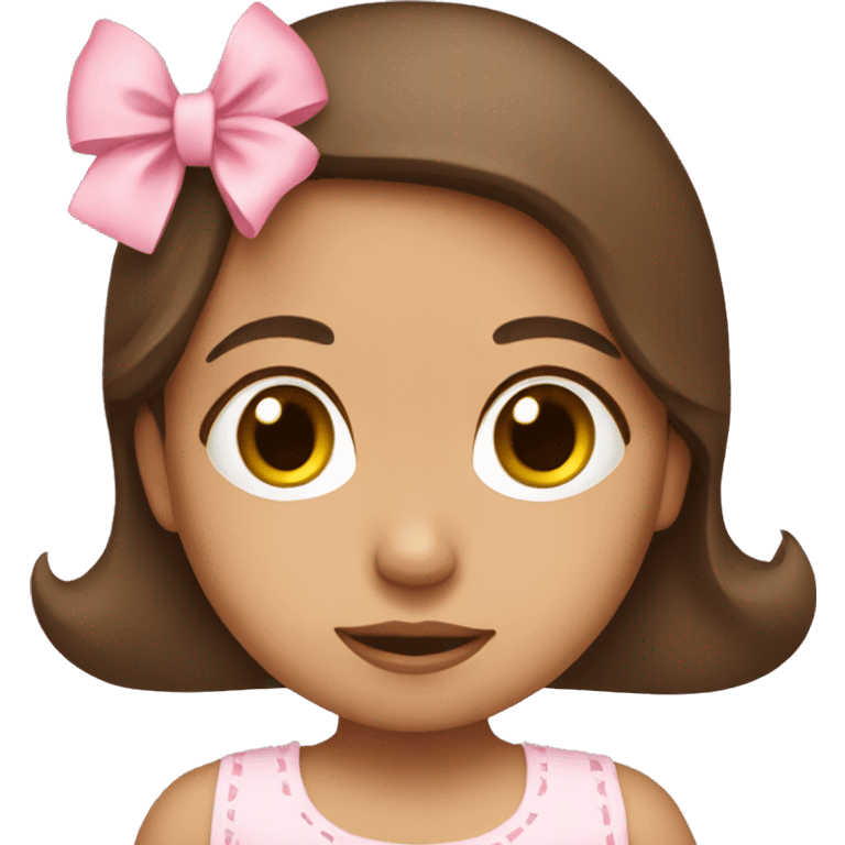 Brown hair Mexican Girl with Baby pink bow emoji