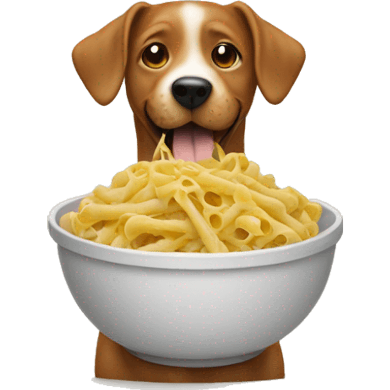 Dog is eating pasta emoji