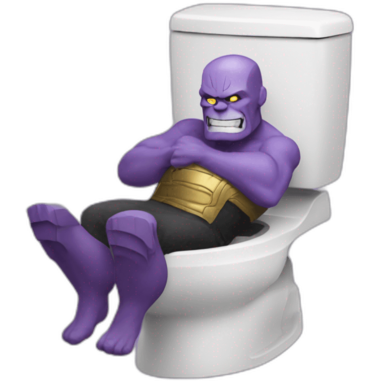 Thanos on a toilet, about have a good one emoji