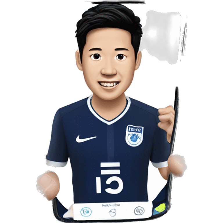 son heung min with a samsung s23 phone emoji