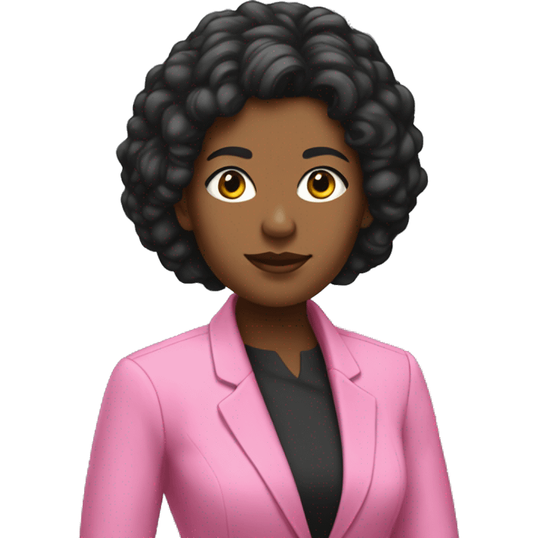 Rear view ofBlack female Historian with pink blazer and short black hair emoji