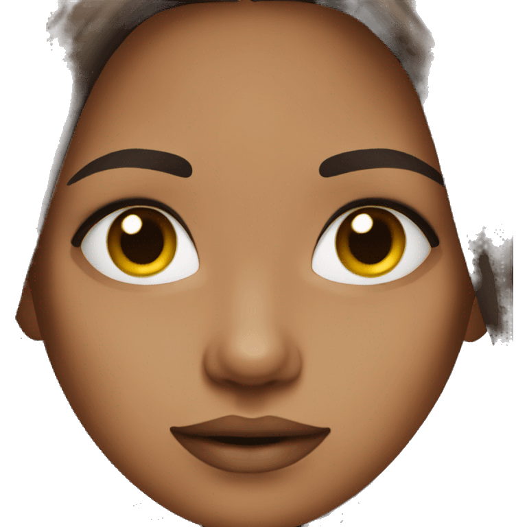 Girl with dark auburn hair and makeup emoji