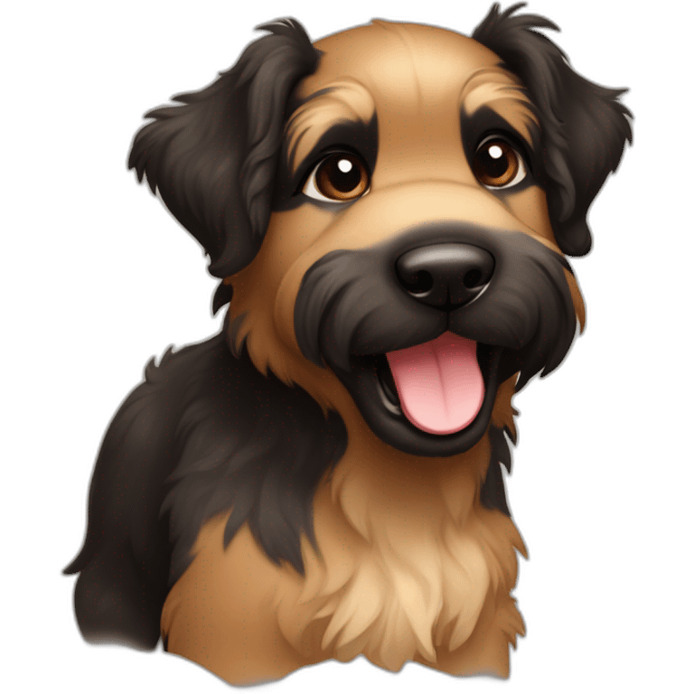 bouvier fawn brown and black puppy face very long hair smiling dark ears emoji