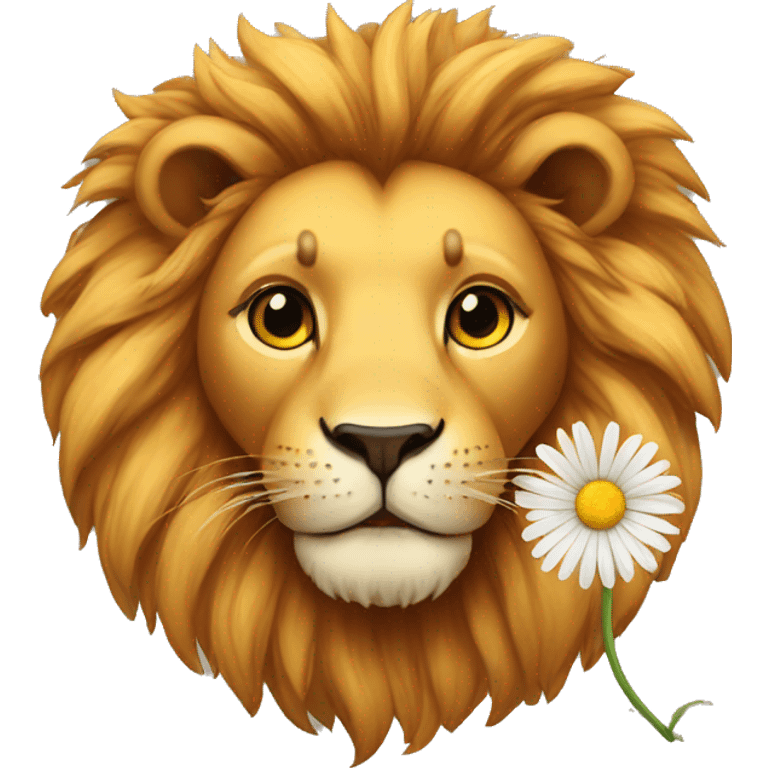 Lion with a daisy emoji