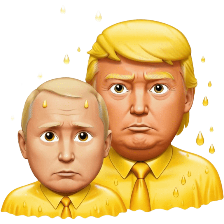 Trump soaked by yellow rain with Putin watching  emoji