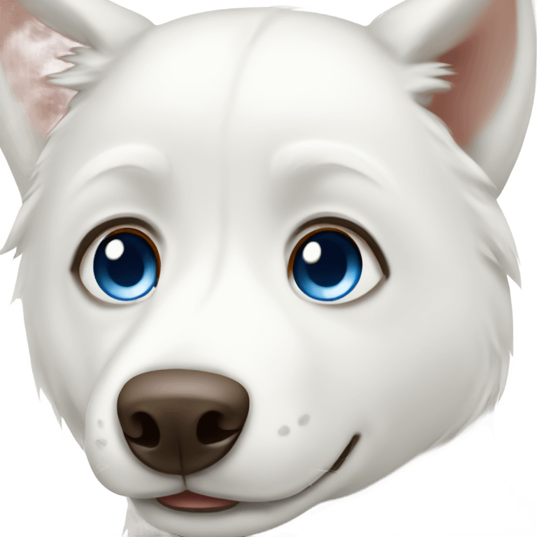 White husky with brown nose and blue eyes emoji