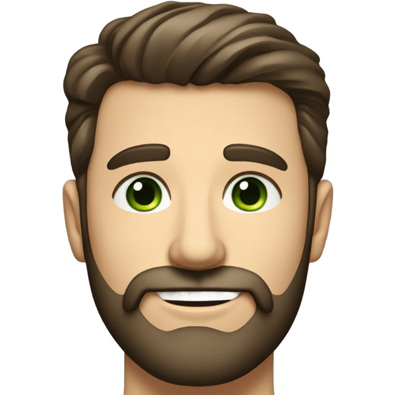 handsome optimist brunette man and beard green eyes emoji