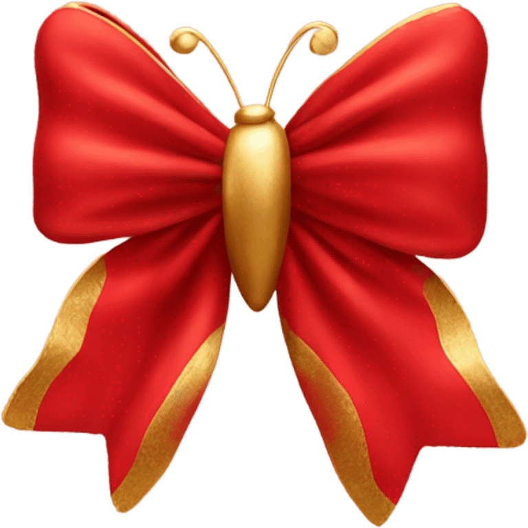 Red bow with gold butterfly  emoji