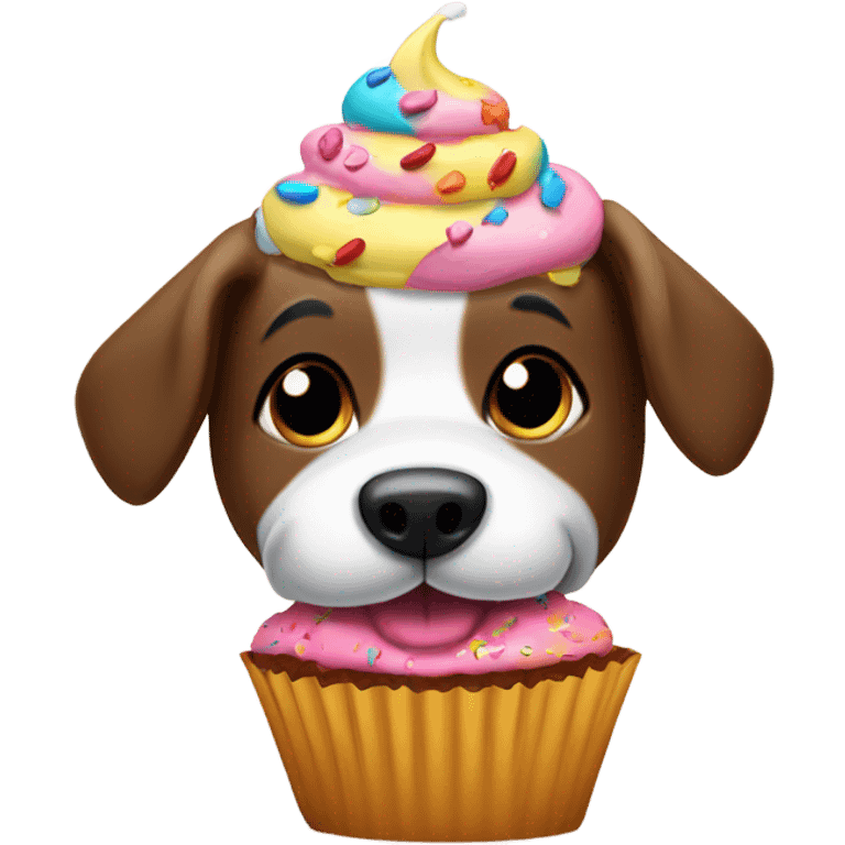 dog eating a cupcake emoji