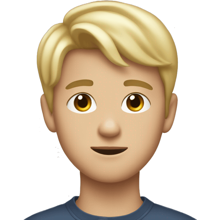 Blonde teen boy with medium short hair,having heart eyes looking to the camera emoji