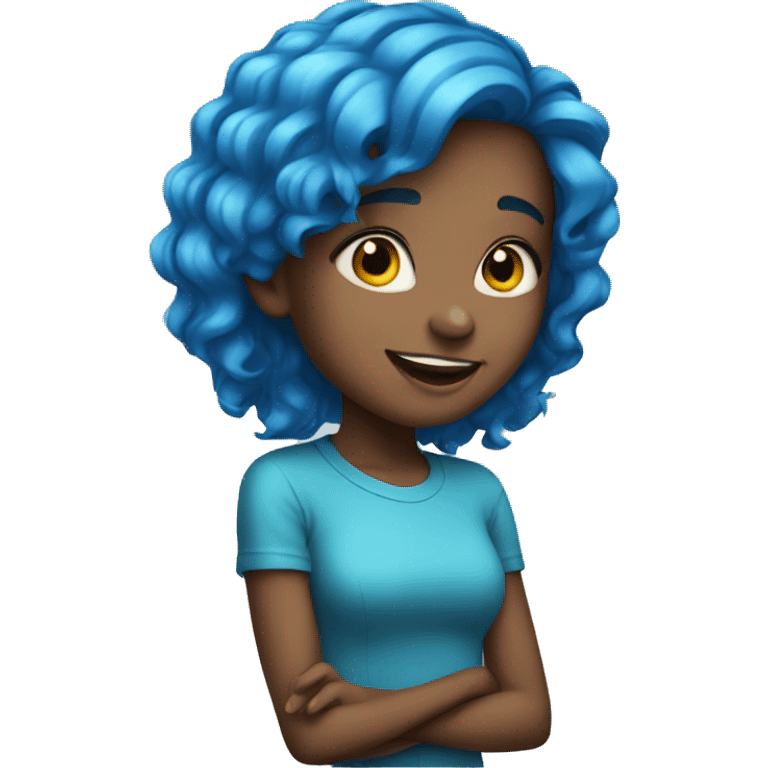 Girl with blue hair happy emoji