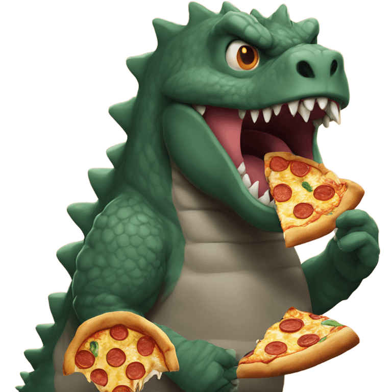 Godzilla eating pizza emoji