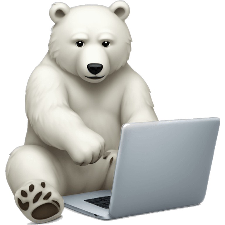 White bear working on a laptop emoji