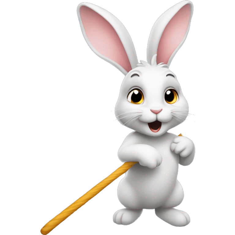 a rabbit with a magic wand emoji