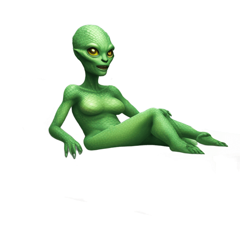 a Reptilian alien woman laying on the bed emoji