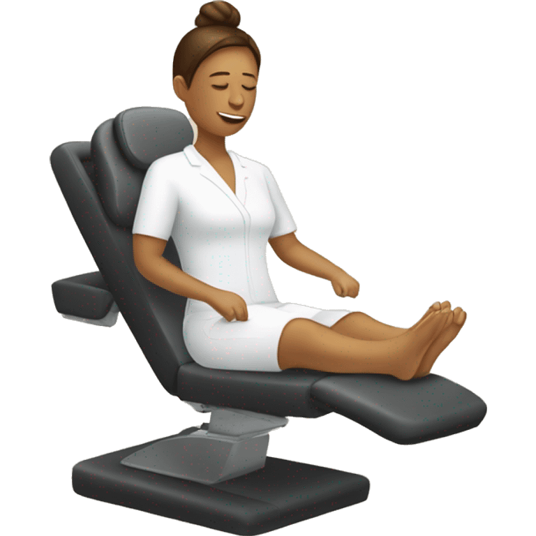 person sitting in massage chair and getting massage from therapist emoji