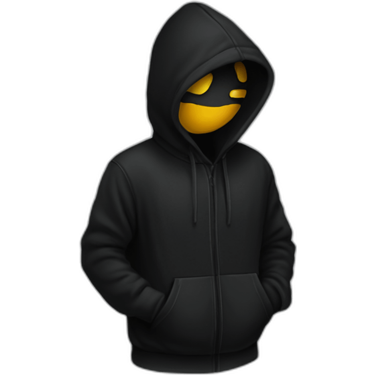 black hoodie with a shadow inside emoji