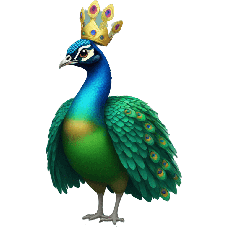 peacock wearing a crown emoji