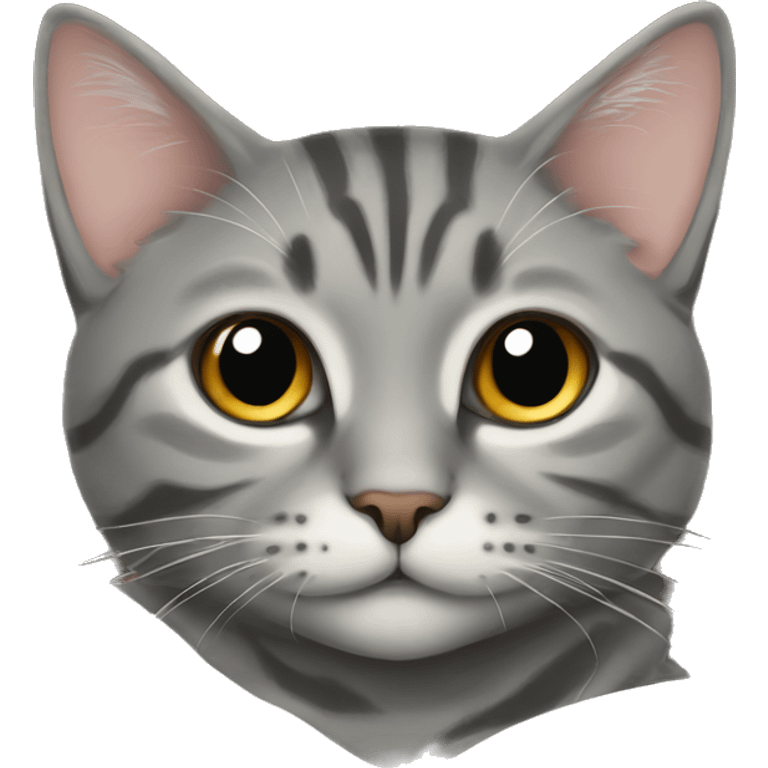 gray tabby cat cozy on bed emoji