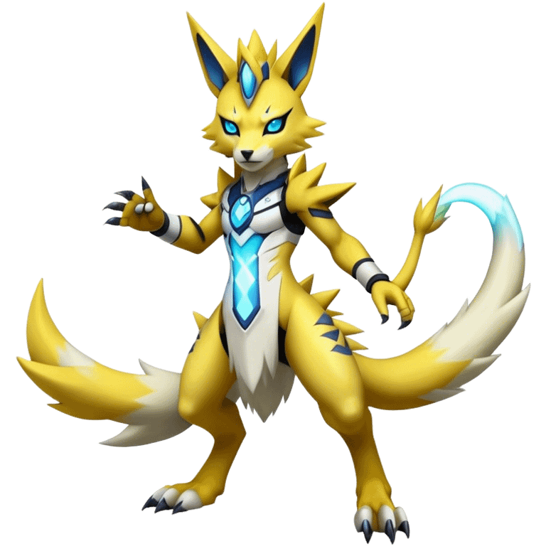  Cool Edgy Shiny Futuristic Ethereal Legendary Zeraora-Digimon-Renamon-Pokemon-hybrid full body emoji