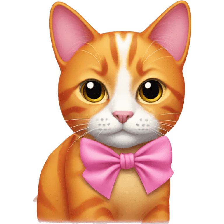 orange cat wearing pink bow emoji