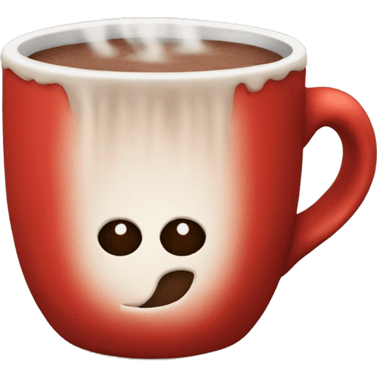 Red mug full of hot cocoa emoji