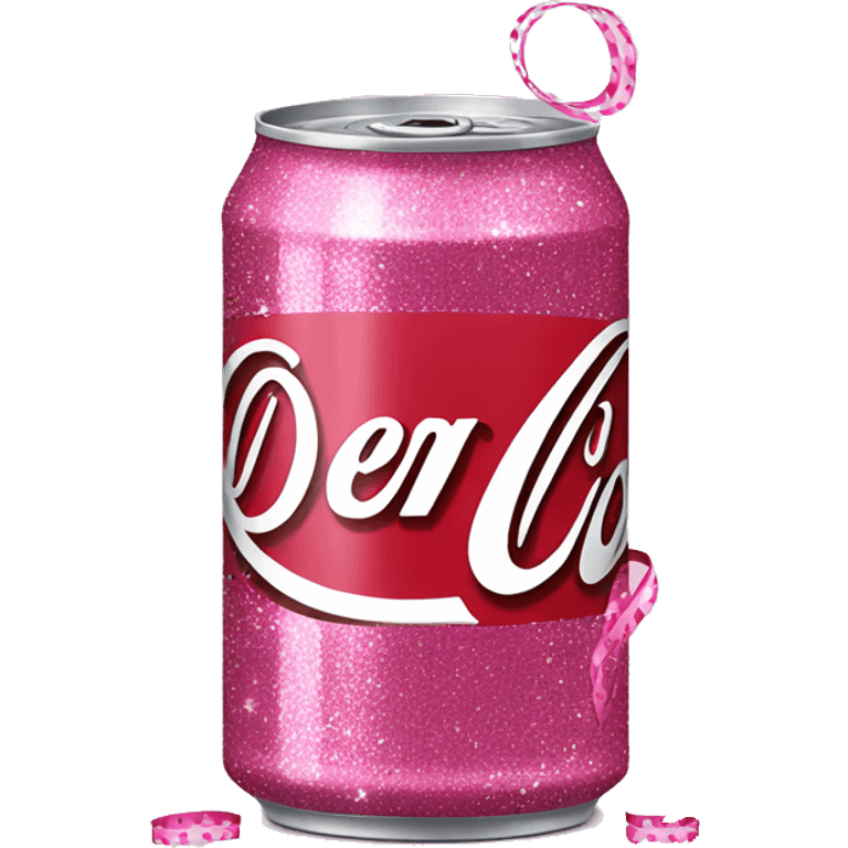 Pink can of Diet Coke with glitter and ribbon  emoji