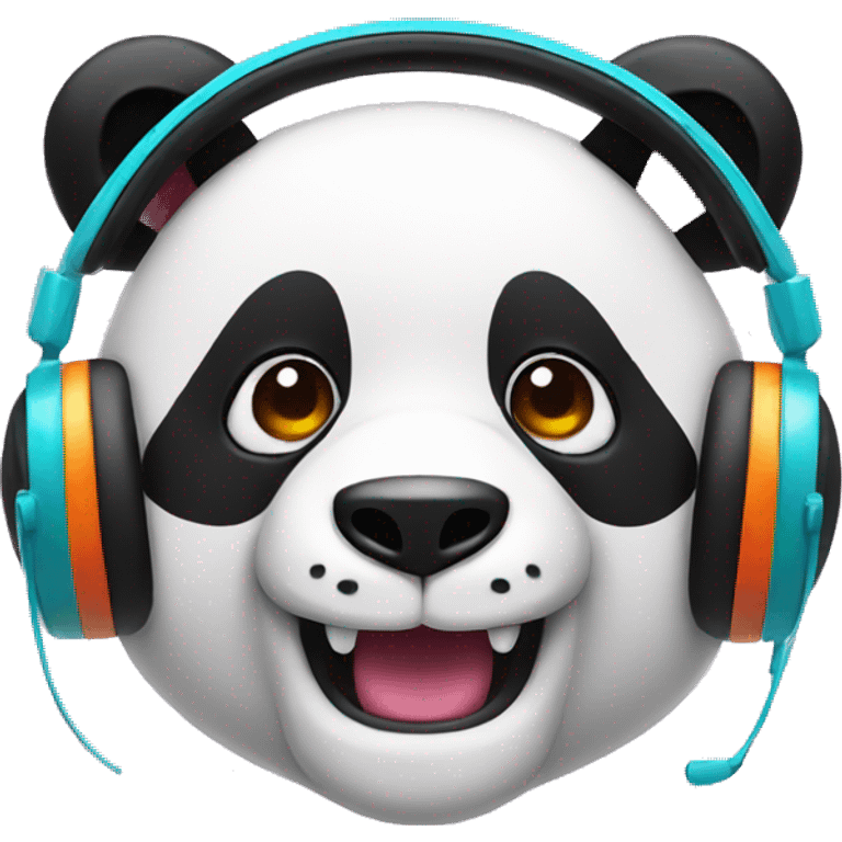 colorful panda face wearing headset emoji