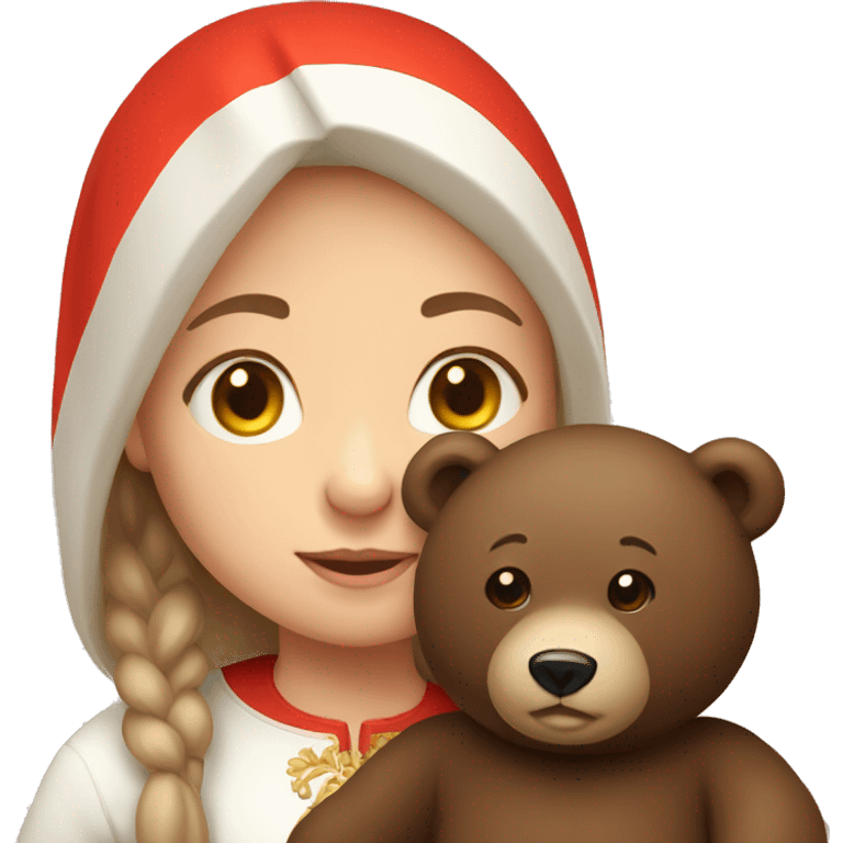 Russian girl with bear  emoji