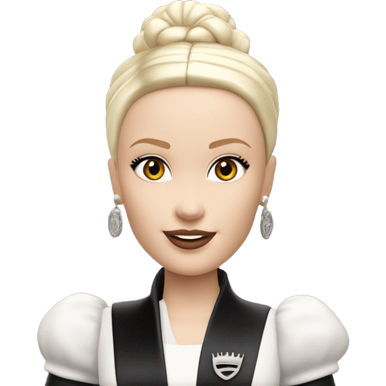 Queen Amadala Barbie, 1999 teen Wednesday Addams from academy. Smiling Driving Mercedes convertible sports car. Very Pale-white porcelain skin.  emoji