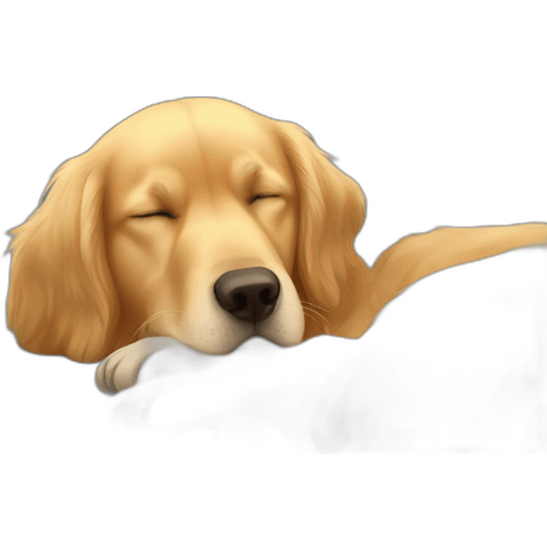 Golden retriever sleep with male owner emoji