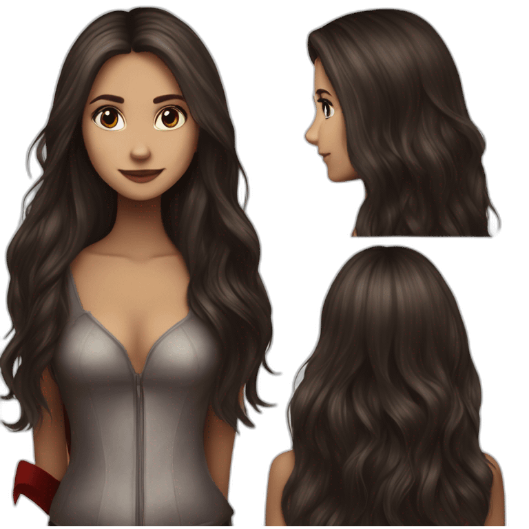 Elena Gilbert un vampire diares with long hair by Nina dobrev emoji