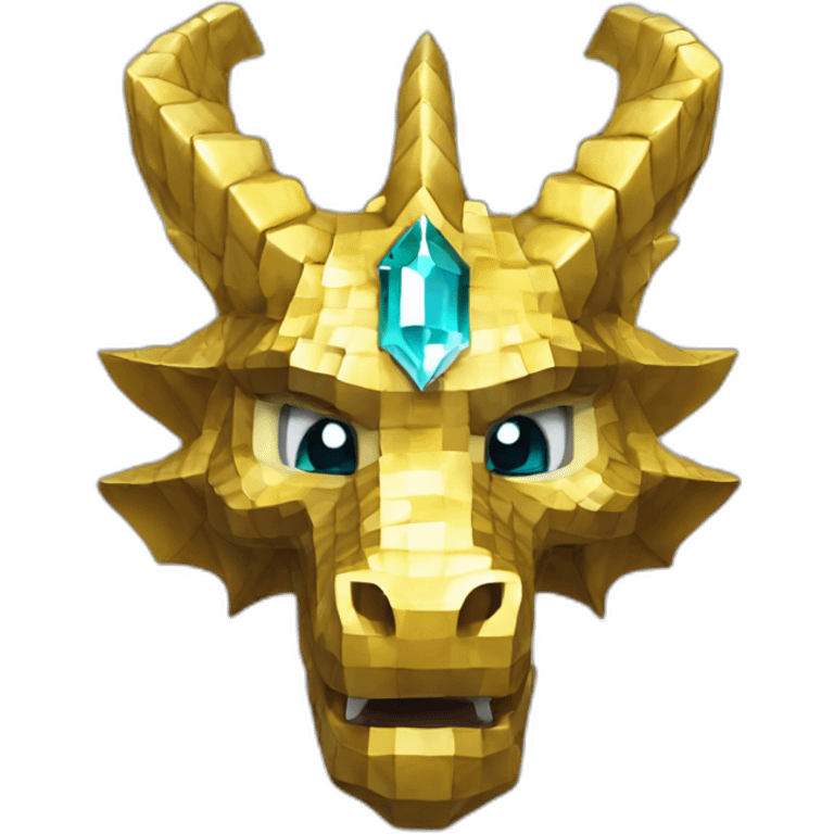 Minecraft Glitter Gold Dragon Head With Diamond Horn emoji