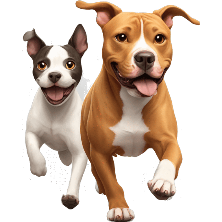 Cat and dog running from. Pit bull emoji