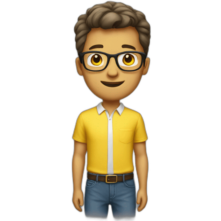 a white nerd wearing a yellow shirt emoji