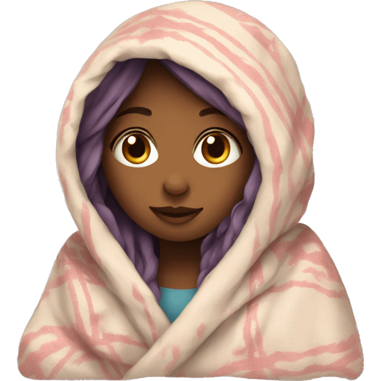 Girl with cute blanket emoji