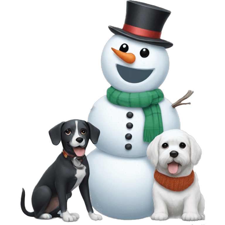 snowman with dog emoji