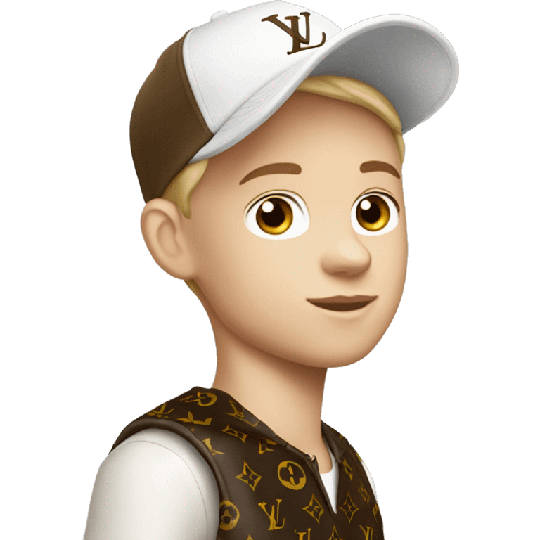 White skin Boy wearing cap Louis Vuitton   emoji