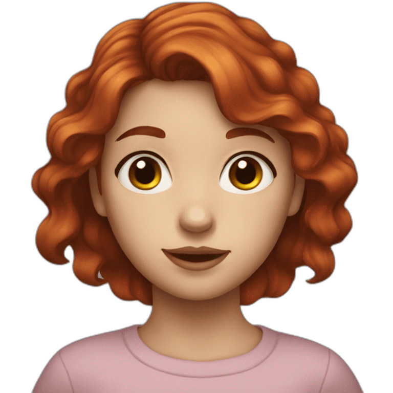 A dark red haired young girl, black eyelined emoji