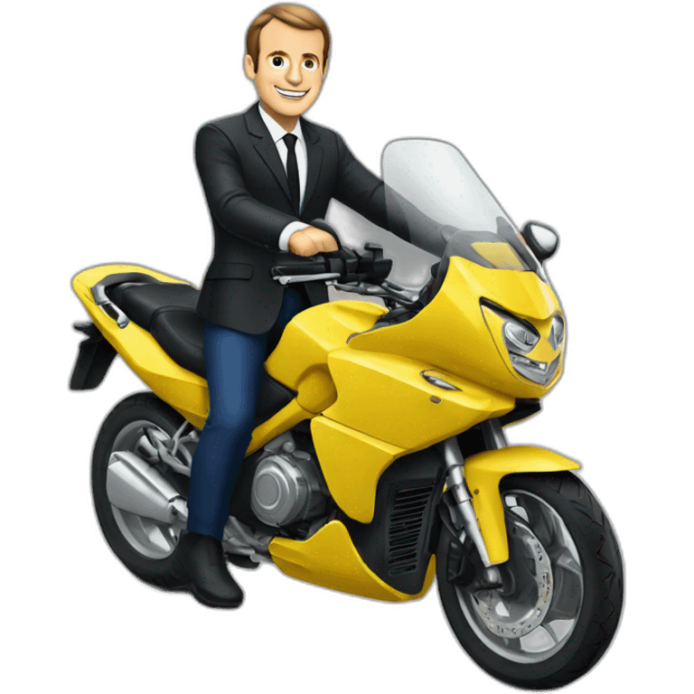 Macron sur une moto emoji