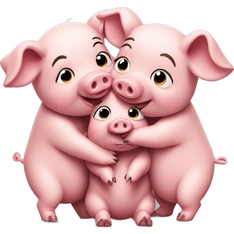 Three pigs hugging emoji