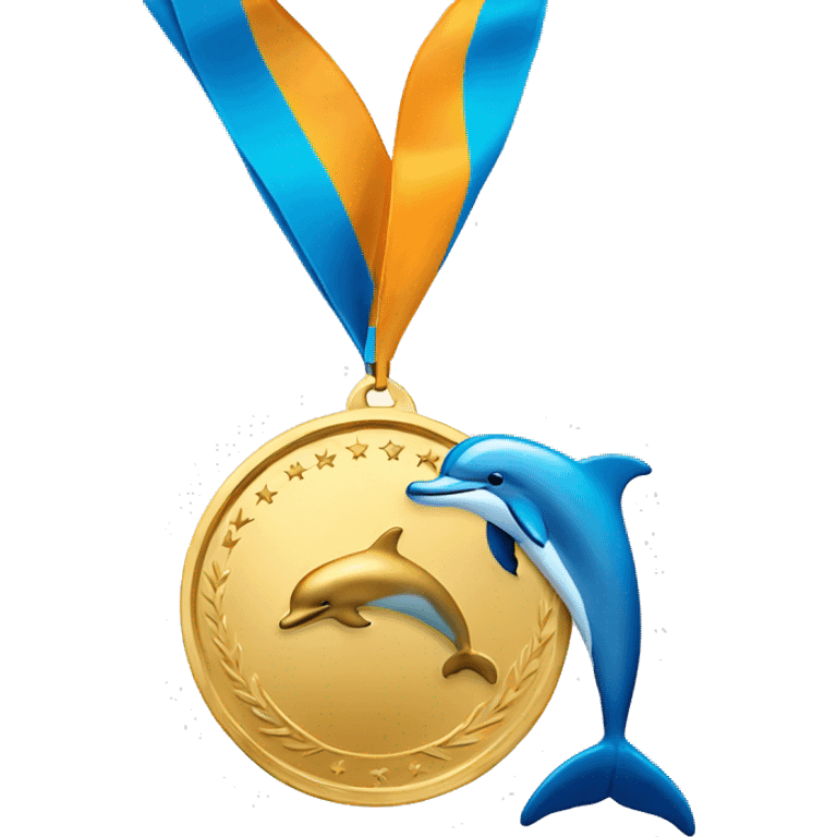 Gold medal with Dolphin emoji