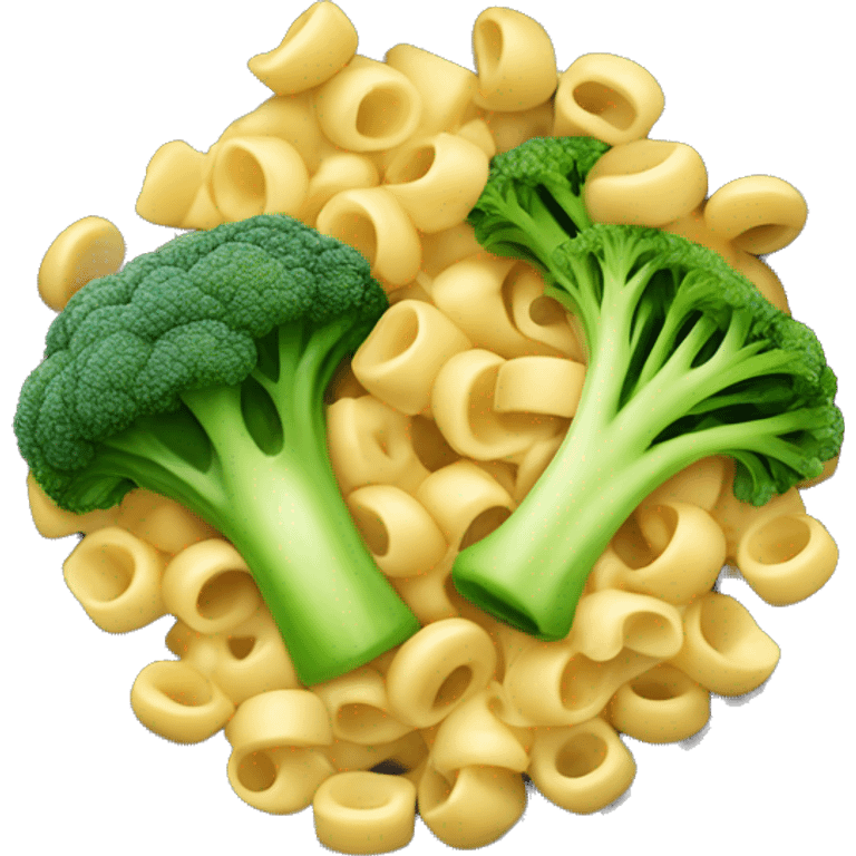 dish with macaroni and pieces of broccoli emoji