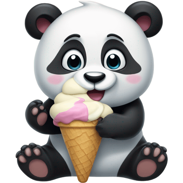 Panda eating ice cream emoji