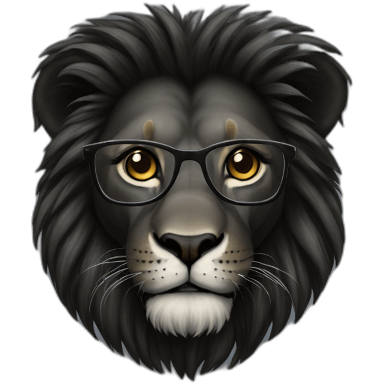 Black lion with glasses emoji