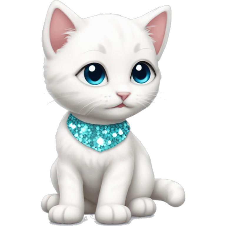 A white kitten with sequins emoji