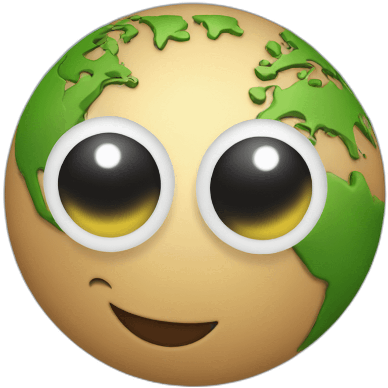 planet earth with cartoon face with smiling eyes emoji